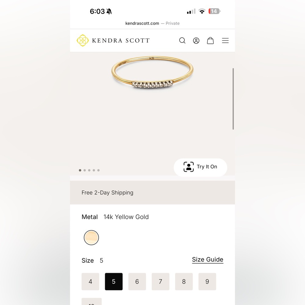 Kendra Scott Mika 14K Yellow Gold ring